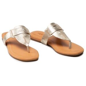 UGG Gold and Tan Thong Sandals